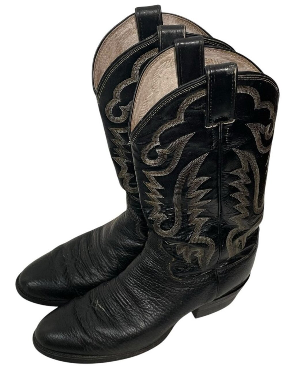 Justin Men’s Vtg Leather Western Cowboy Boots Black Size 9.5 B Made In USA 1438